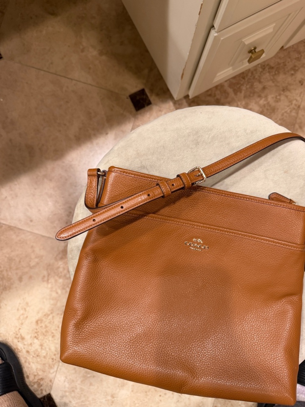 Coach Tan Pebble Leather Crossbody Bag - Picture 9 of 11
